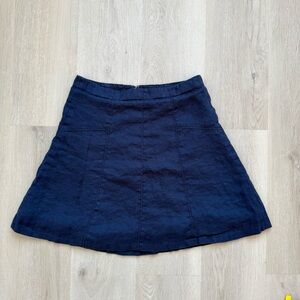 Loft Navy Linen Skirt